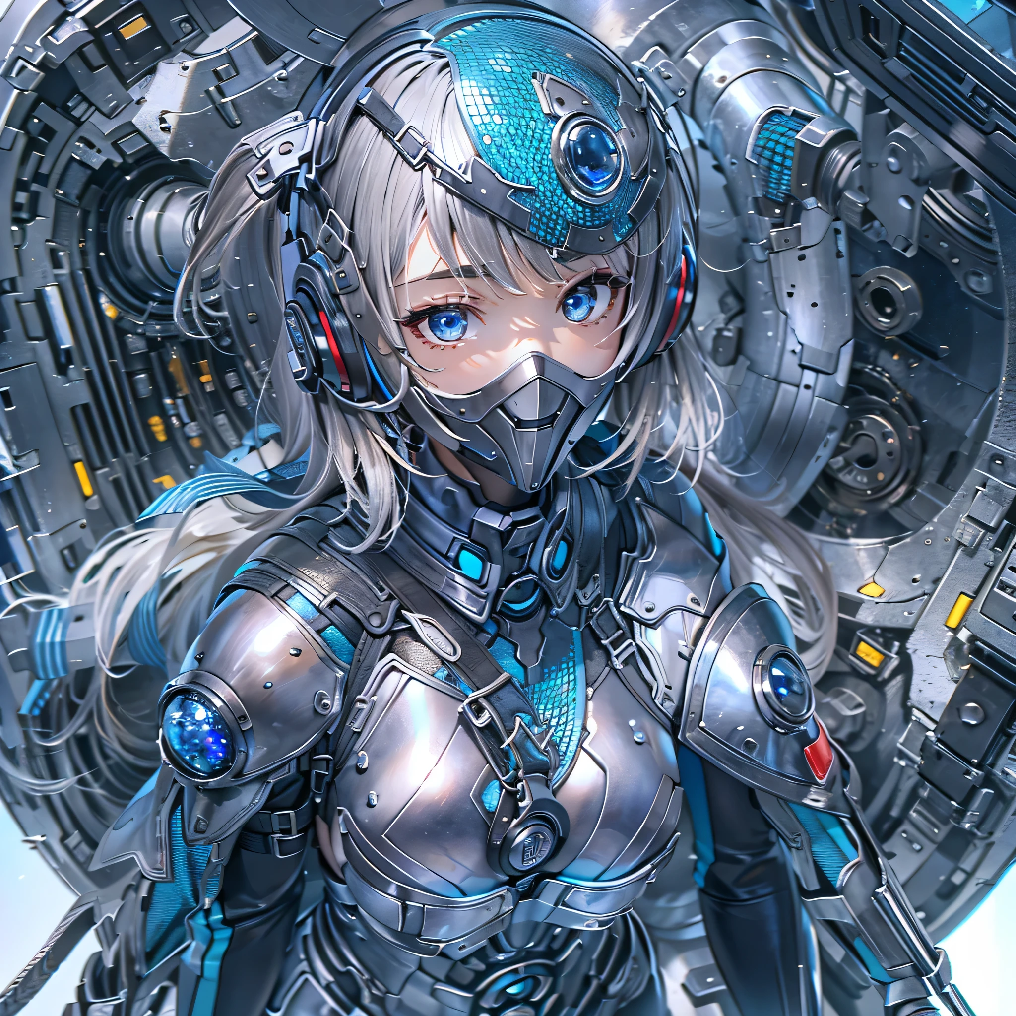 (masterpiece、highest quality、highest resolution、clear_image、detailed details、Angle from above): (full body figure、One 20 year old girl、Japanese faces、small face、Slender、Navy blue super short bob cut hair、(hidden small breasts:1.3)、sparkling blue eyes、Shiny pilot suit in blue and black colors、armor that protects the chest、tight fitting clothes、clothes that cover the whole body、shiny clothes、tight fit pants、hide the skin、very delicate and beautiful、detailed skin、hide thighs、Hide your ass、cute type、gentle smile、soft expression、heroine、headset、Knee-high boots、gloves up to the elbow、eye level shot、facing directly、woman on a spaceship)