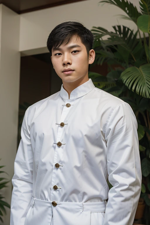 Filipino korean 18 year old boy white formal attire solo family portrait
