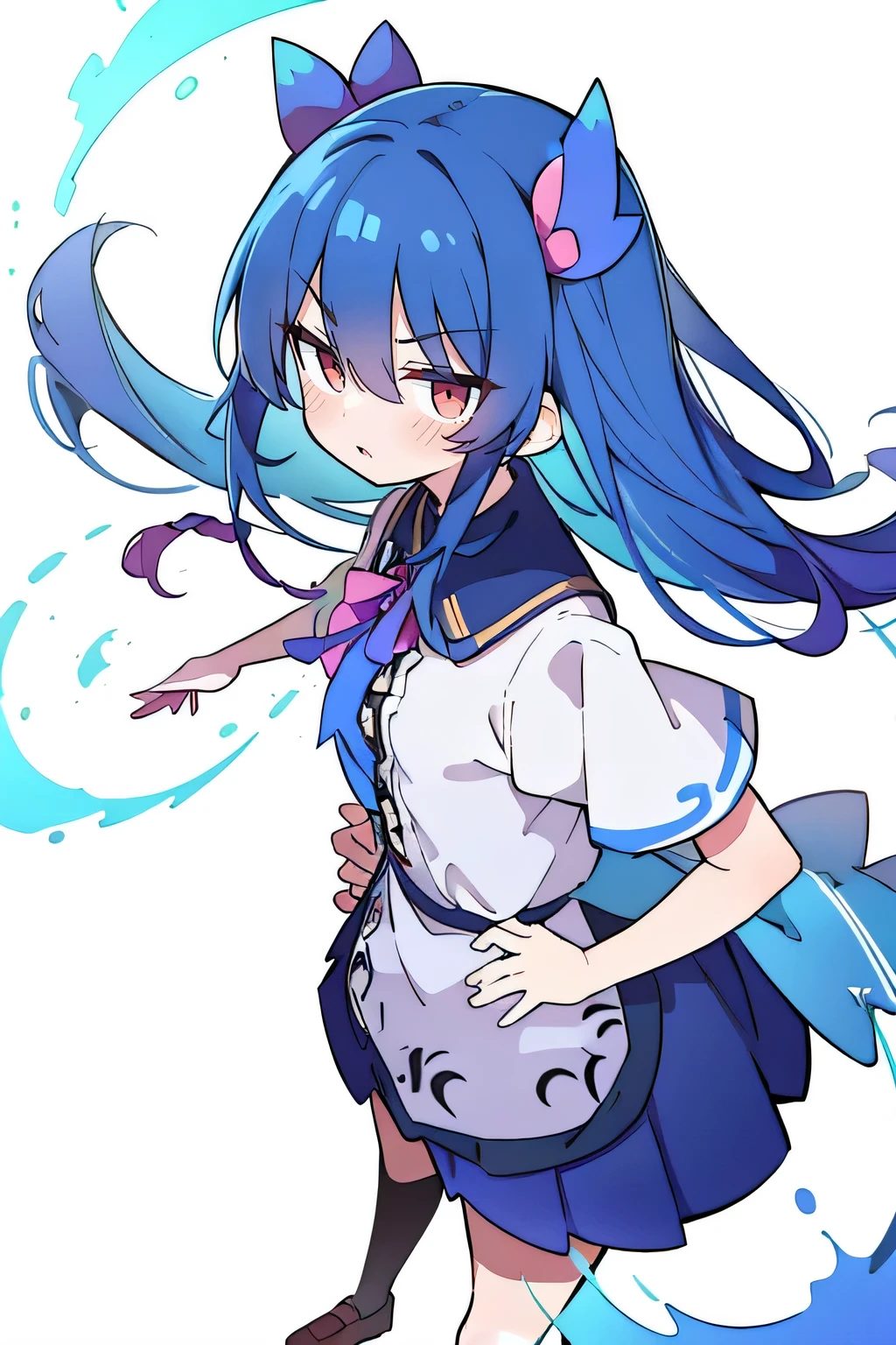 (masterpiece),best quality, expressive eyes, perfect face, 1girl,
Put your hands on your waist,fair, Gorgeous,Japanese cartoons,girl,lola,Hina Angel, blue hair, blue haired, floating clothes,Grab your waist, Grab your waist, hands on hips , hands on hips,sit, sit on ground, Legs on the ground, flat chest