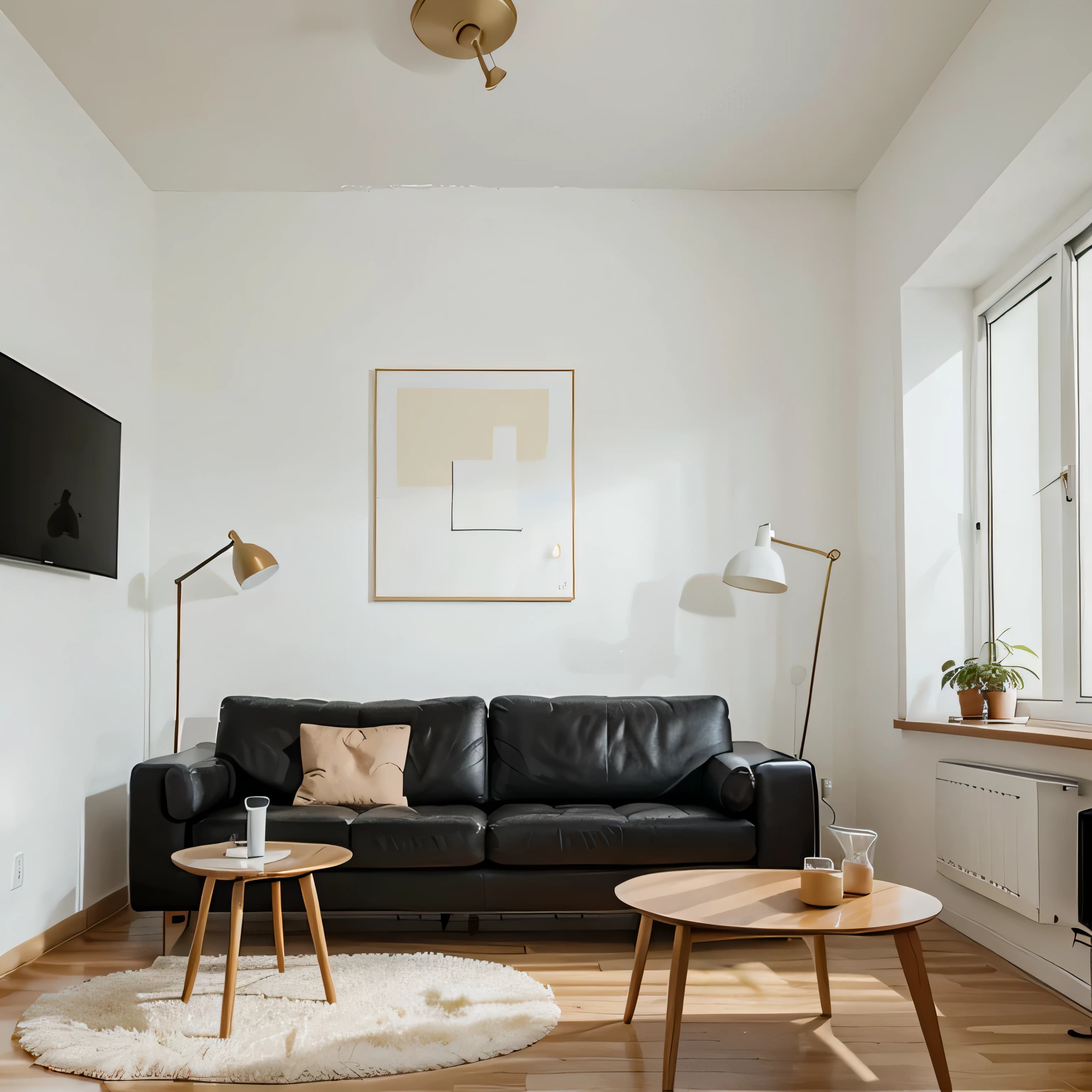 minimalist living room, painting on the wall