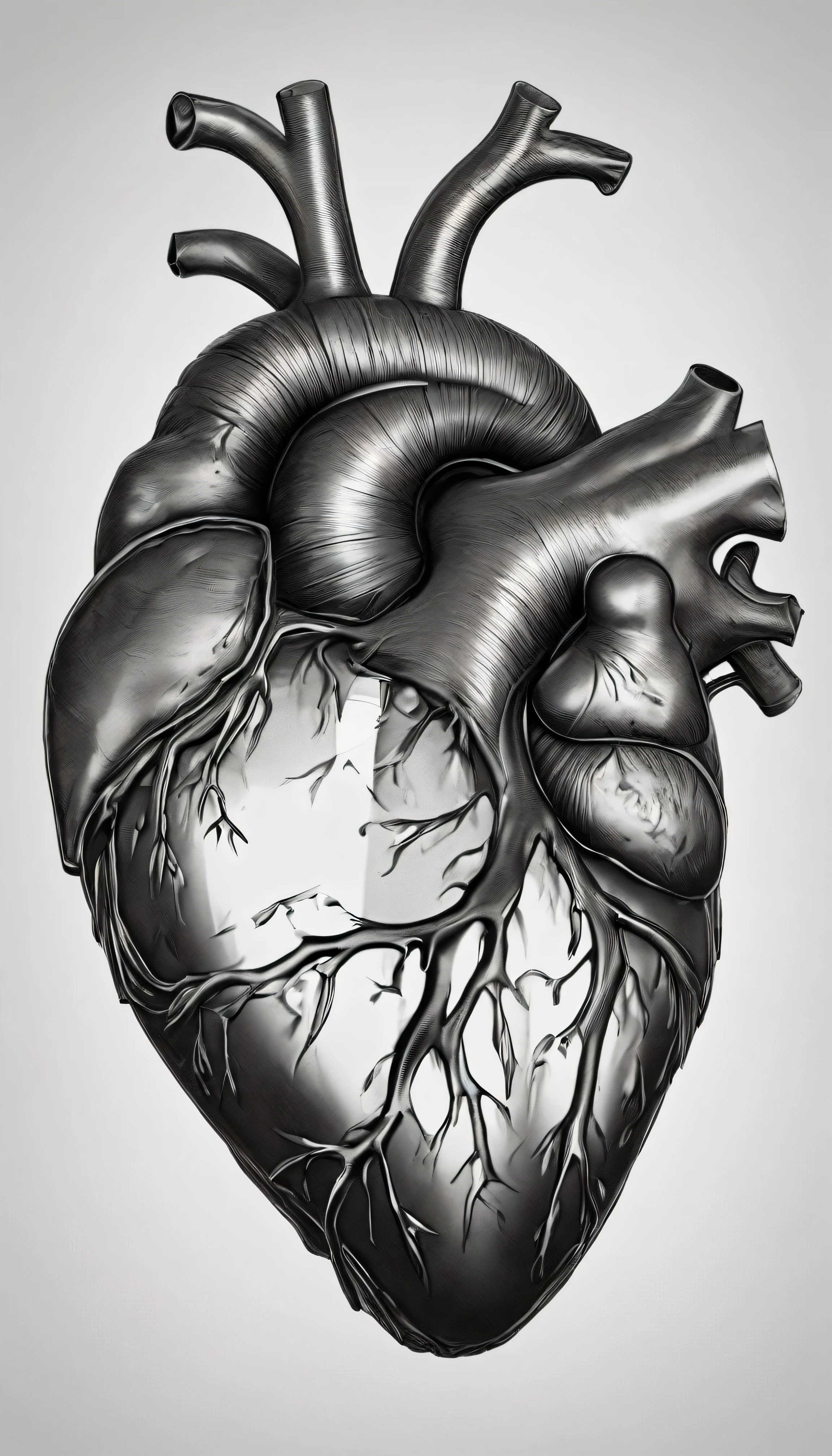 Real heart, frozen, black,realista,8k,irreal,Ultra high resolution,Crystal clear resources,obra de arte,pencil line style