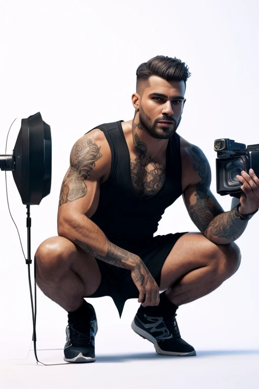 a handsome guy, 16k, Ultra HD, HDR, (artwork: 1.5), (Best quality: 1.5), beautiful face, Shirtless, shiny hair, (high detailed skin: 1.2), (Best quality: 1. 5 ), full body, muscular, fit, hairy, very muscular male body, intricate, highly detailed, art station, sharp focus, illustration, detailed, HDR. --air 9:16, Alone, Backlit, (glow effects:1. 1), (by Anne Stokes), 16k, Ultra HD, HDR, (artwork:1. 5), (Best quality:1. 5), Candid Cinema RAW, 16mm, ((graded color 400 portra film)) ((remarkable color)), (ultra realistic), textured skin, remarkable detailed pupils, ((realistic dull skin noise)), ((detail visible skin)), ((skin fuzz)), (dry skin) shot with cinema camera, digital art, glow effects, hand drawn, r8k, octane rendering, cinema 4d, blender, dark, atmospheric 4k ultra detailed, sensual cinematic, sharp focus, humorous illustration, large depth of field, artwork, colors, 3d octane rendering, conceptual art, trending on art station, hyperrealistic, vivid colors, model shoot style, (extremely detailed CG unity 8k wallpaper),, high detail,Change the background man, don't change the face, don't change the color of the clothes, ultra HD face tattoo rating,man, film set, neon light ends, night, rain, volumetric lighting, best quality, artwork, realistic