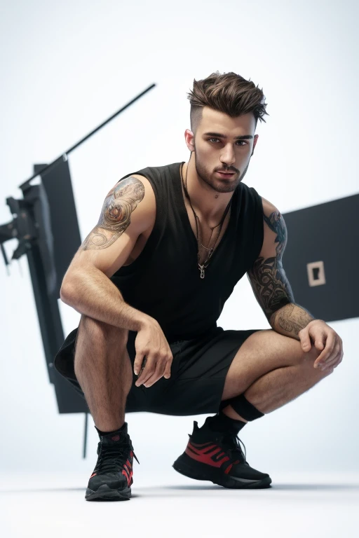 a handsome guy, 16k, Ultra HD, HDR, (artwork: 1.5), (Best quality: 1.5), beautiful face, Shirtless, shiny hair, (high detailed skin: 1.2), (Best quality: 1. 5 ), full body, muscular, fit, hairy, very muscular male body, intricate, highly detailed, art station, sharp focus, illustration, detailed, HDR. --air 9:16, Alone, Backlit, (glow effects:1. 1), (by Anne Stokes), 16k, Ultra HD, HDR, (artwork:1. 5), (Best quality:1. 5), Candid Cinema RAW, 16mm, ((graded color 400 portra film)) ((remarkable color)), (ultra realistic), textured skin, remarkable detailed pupils, ((realistic dull skin noise)), ((detail visible skin)), ((skin fuzz)), (dry skin) shot with cinema camera, digital art, glow effects, hand drawn, r8k, octane rendering, cinema 4d, blender, dark, atmospheric 4k ultra detailed, sensual cinematic, sharp focus, humorous illustration, large depth of field, artwork, colors, 3d octane rendering, conceptual art, trending on art station, hyperrealistic, vivid colors, model shoot style, (extremely detailed CG unity 8k wallpaper),, high detail,Change the background man, don't change the face, don't change the color of the clothes, ultra HD face tattoo rating,man, film set, neon light ends, night, rain, volumetric lighting, best quality, artwork, realistic