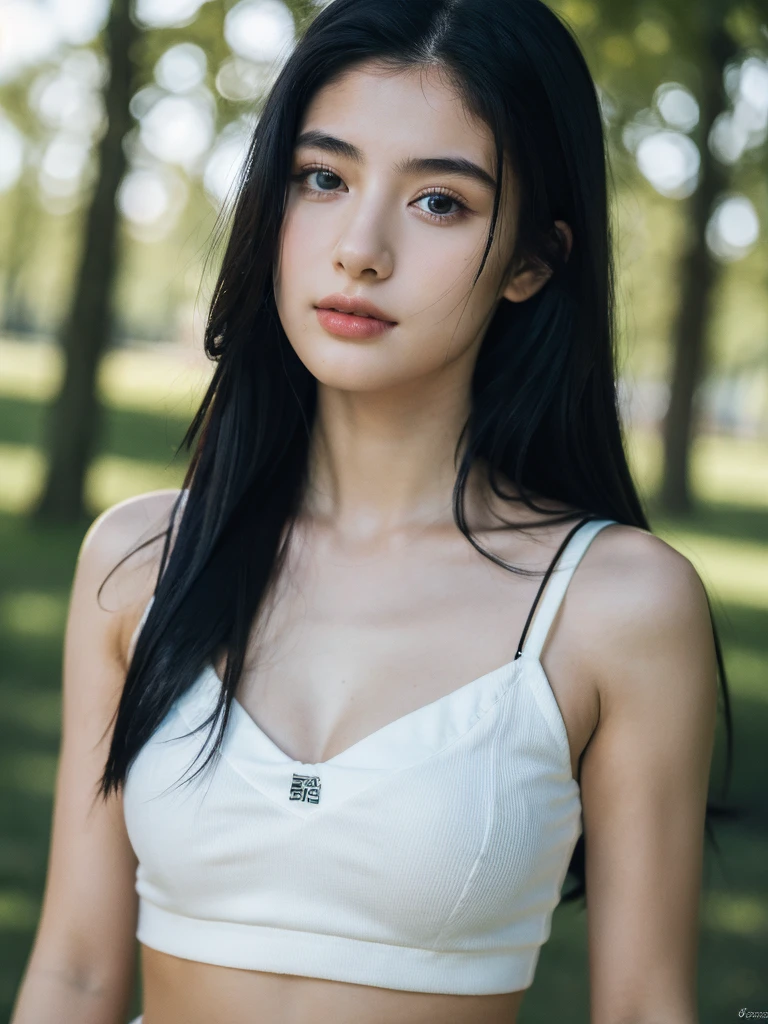 ( masterpiece, top quality, best quality,8k,17 years old girl,ultra detailed,raw photo:1.5),(photorealistic:1.4), (long black hair:1.5), (cinematic lighting), PerfectNwsjMajic, , Surrealism, UHD, ccurate, Super detail, textured skin, High detail, Best quality, dynamic angle, (high nose,White skin),[Beautiful blue eyes],[flat chest:large breasts:0.5],(1girl),(good anatomy:0.5)),(outside:1.5),