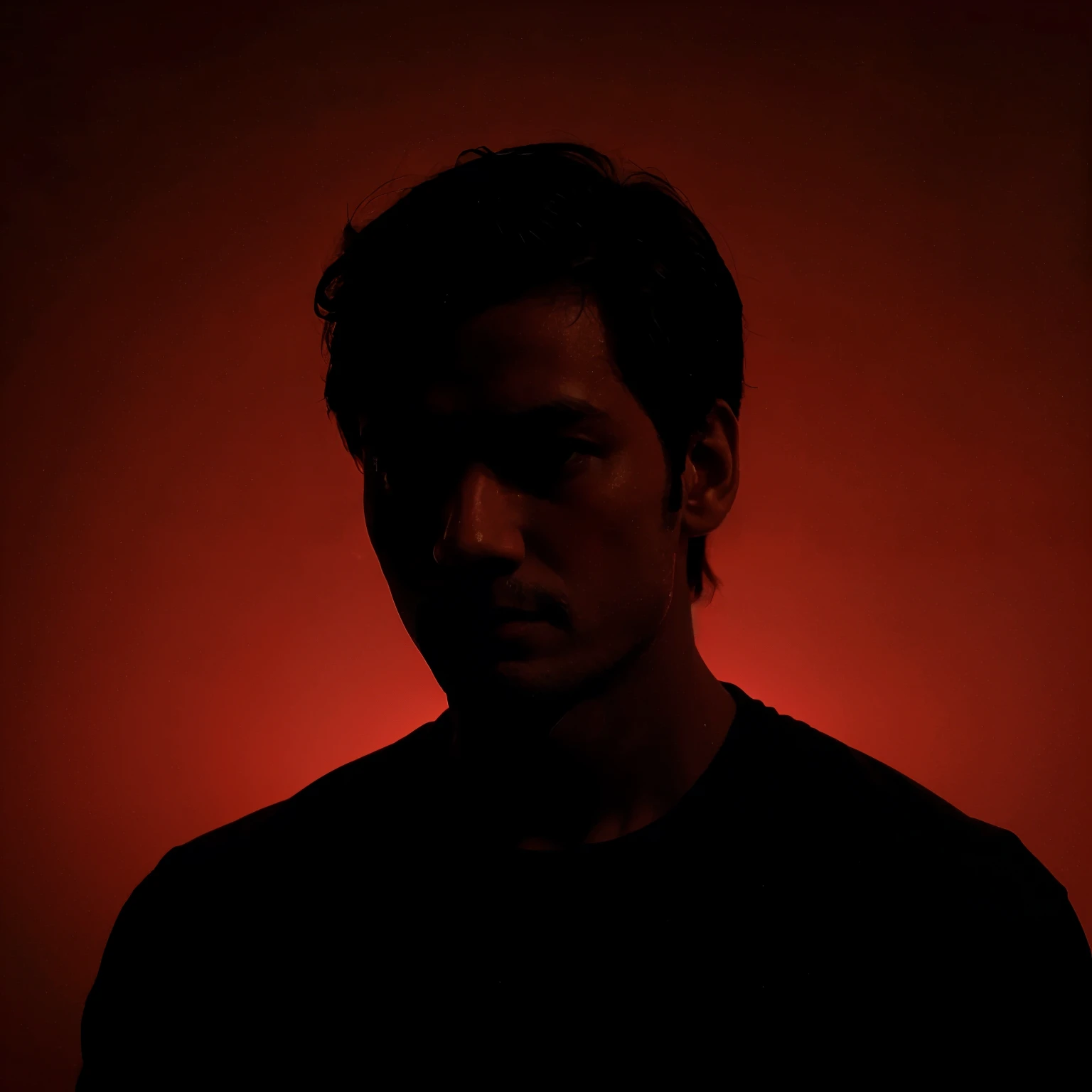 Man silhouette with red background