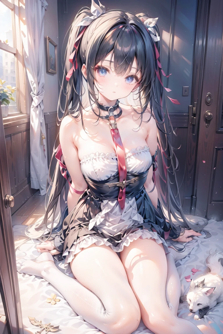 Cute anime waifu wearing beautiful clothes, Azure Lane style,anime goddess, Onmyoji,anime style 4k, Perfect body, perfect big breasts,((best quality, 8K, masterpiece :1.3)), sharp focus :1.2, Perfect body美麗: 1.4,Place your hands between your legs,white stockings