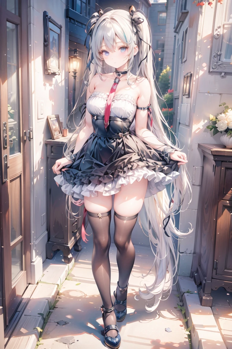 Cute anime waifu wearing beautiful clothes, Azure Lane style,anime goddess,anime style 4k, Perfect body, perfect big breasts,((best quality, 8K, masterpiece :1.3)),white stockings