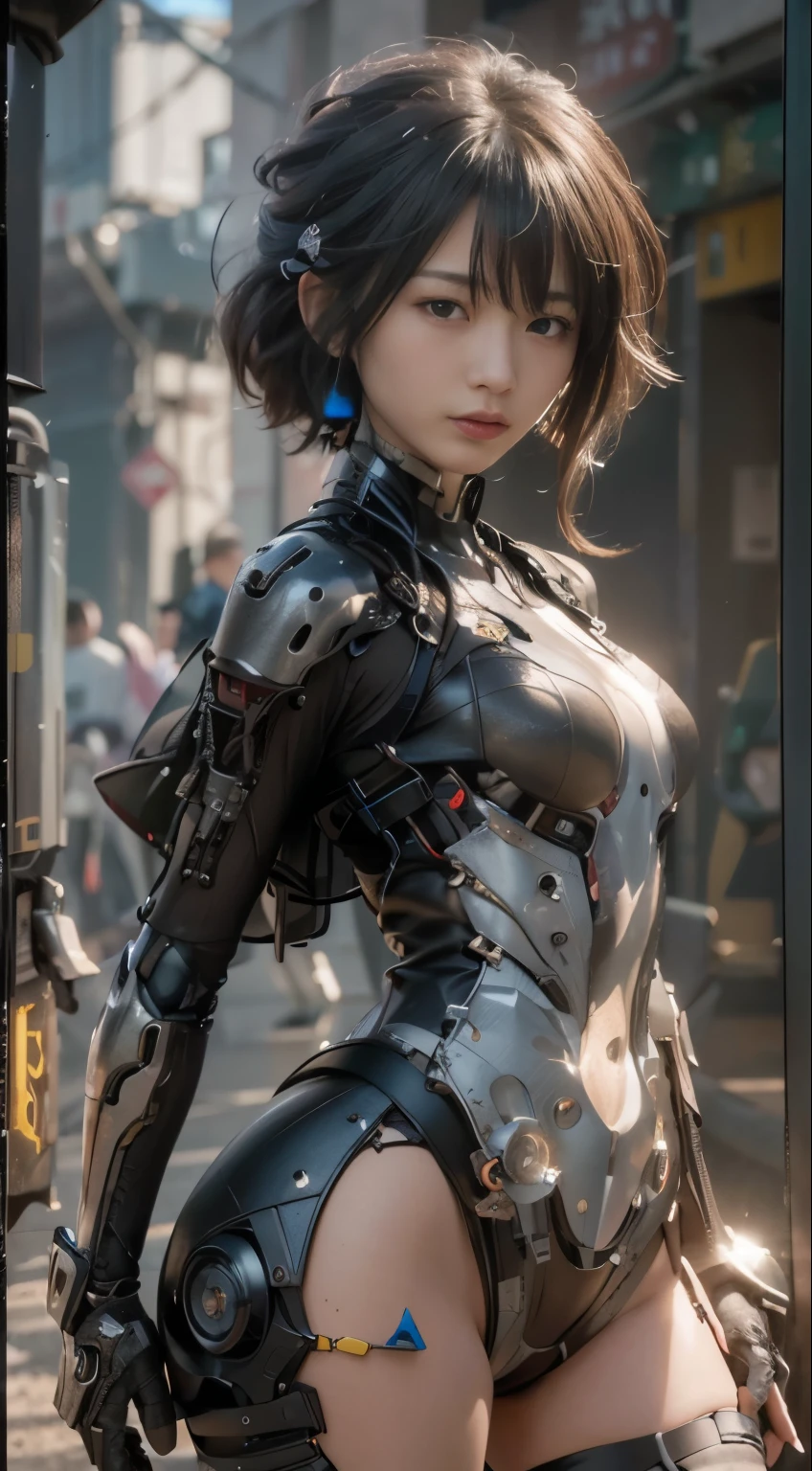 (best quality:1.2), 8k, highres, octan render, (masterpiece), extremely ultra detail, cyborgized Japanese woman, extremely ultra cute face, , skinny body, flat chest,  (blue metallic mechanical frame:1.5), (Power cables connected throughout the body), detaile up, Instead of hair, there are cables growing out of it, mechanical fusion, mechanical skeleton, bio mechanics, mechanical life-form, highly intricate detail, extremely ultra real texture, human-like skin, realistic hair, ultra realistic details, professional lighting, (realistic:1.4), (RAW photo:1.2), (photorealistic:1.5)