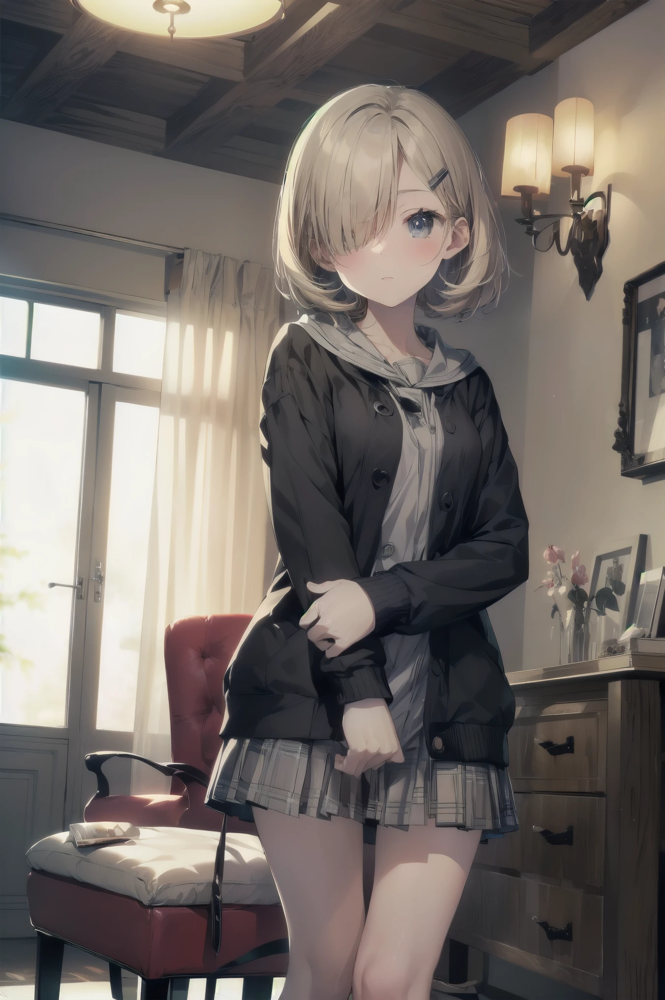 Top-quality, anime moe artstyle,best anime 8k konachan wallpaper,pixiv contest winner,perfect anatomy, (Please draw a girl walking sleepily to school. ),break, 1girl, (Solo,,,13-year-old:1.3),a high school student, short hair, forehead, (hair over one eye:1.6),Full limbs, complete fingers,medium breasts, groin, Small eyes,finely detailed beautiful black eyes, hairclip, Sailor Uniform, skirt,in the School commute route. break,ultra-detailed,high resolution,super detailed skin, professional lighting,8k eye details, (cute illustration:1.2), (Indoor),(Cute Girl's Room:1.4),(Modern and Sophisticated Furniture:1.2),(Plush Velvet Chair and Ottoman:1.4),(Elegant Curtains and Window Treatments:1.2),(Designer clothing:1.4),(Instagrammable corner for fashion photos:1.2),(Unique Framed Statement Mirror:1.4),
(fashion runway style rug:1.2),(customized closet with trendy clothes:1.2),(glamorous dressing table:1.2),(Fashion magazines:1.2),
(Kawaii decorations:1.4),(chic light fixture:1.4),(cozy and stylish bedding:1.4),(Makeup vanity:1.4),(A dedicated area for fashion accessories:1.3),(High-end accessories:1.2),(Fashion sketches and design books:1.2),(Plenty of storage for shoes and accessories:1.2),