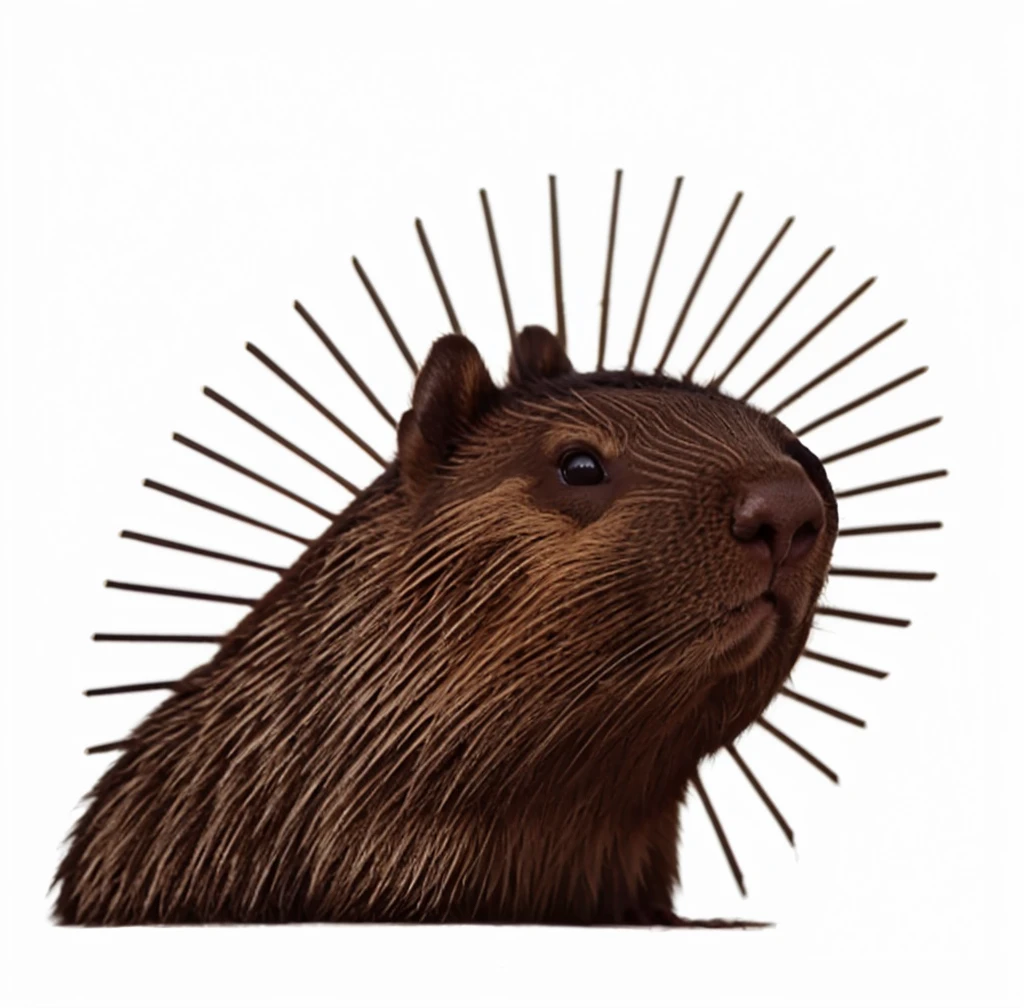 a close up of a beaver with a sunburst on its head, whimsical beaver, anthropomorphic beaver, beaver, by Pushing Seihō, capybara, rodent, by Unkoku Togan, giga chad capaybara, by Gigadō Ashiyuki, tufty whiskers, anthropomorphic rat