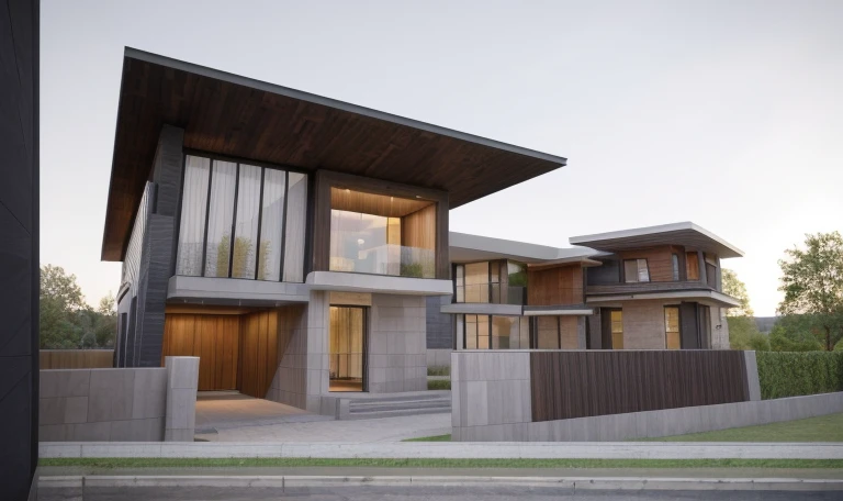 (masterpiece),(high quality), best quality, real,(realistic), super detailed, (full detail),(4k),8k,modern house exterior design,Modern architecture,Sandstone,whitewall,Beautiful_sky,Day light, no_humans, outdoors,sky,tree,Garden flower front of building,