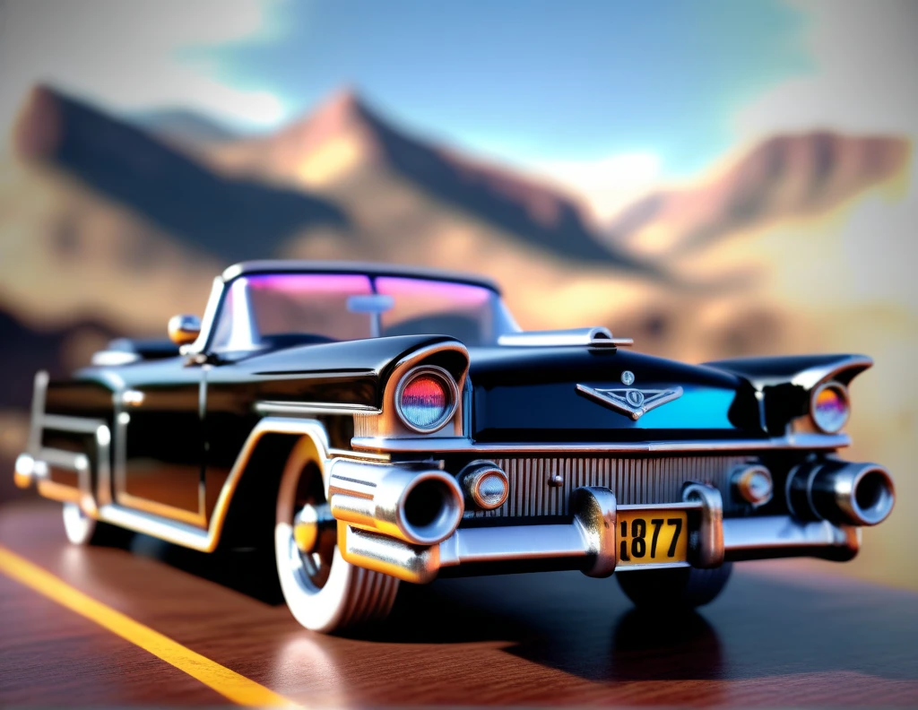 Neon sign "Deviant Artist" (text "Deviant Artist") instead of the registration number on the convertible, driving a gorgeous model in an off-the-shoulder dress and a hat, hyper detailed, , sharp focus, intricate details, highly detailed, close-up, neon ambiance, abstract black oil, gear mecha, detailed acrylic, grunge, intricate complexity, rendered in unreal engine, photorealistic, with the caliber of 8k artistic photography. High Resolution, High Quality, Masterpiece. How about a three engine train rolling through the mountains?