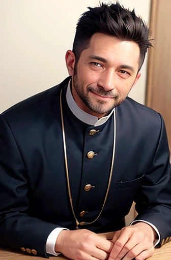 Male, 40 years old, priest, looking at me and smiling