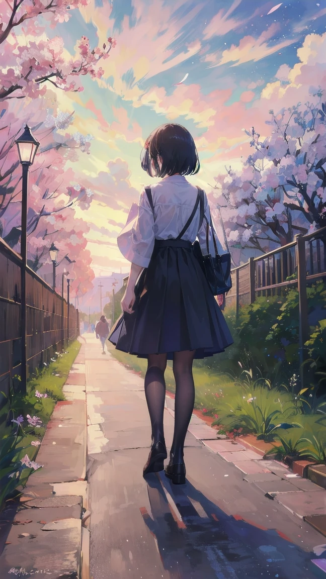 見上げるgirl シーン 1: Shadow of cherry blossoms at dusk A girl standing quietly with the sky behind her, of blue color. 彼女の目の前にそびえ立つのはバベルのtowerと呼ばれる巨大なcherry blossomsだ. shape, Like piercing the clouds, It&#39;nice&#39;How to get to the skies. girl&#39;視線はcherry blossomsの頂上に向けられている.. tower, Bathed in the morning light, Creates a fantastic atmosphere. cherry blossomsの表面には複雑な模様が刻まれている.. old-fashioned. girl seemed to sense something deep within the cherry blossoms.. Is it a memory of a classic story?、Or is it a longing for an unknown fantasy world????? Scene 2: Starry sky memories, Countless stars twinkle in the blue sky、少女はtowerの頂上に立つ. At her feet, The city lights shine like jewels. girl takes a deep breath. 春風の匂いとtowerの古い匂いが混じる. girl&#39;A famous story played out in my head.... girl read a story of adventure and friendship.。 . The main character of the story, girlのように, バベルのtowerに登りました. There, She met her friends、Overcoming various difficulties. one day、The girl had a dream。, Like the main character, I&#39;Let me&#39;go on an adventure. Scene 3: 朝焼けの約束 朝日の光がtowerを照らす頃、少女はtowerを出た. Please reconsider, towerは朝日に輝いて神々It even seemed. 少女はいつかまたこのtowerに登ると決めた. And she, She vows to tell the rest of the story. step by step, girl walked into the future,cherry blossoms,散らばるcherry blossoms,beautiful sky,black hair,short bob,underwater,In the water