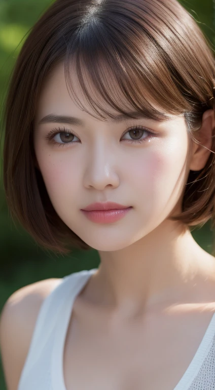Women themselves, white drool coming out of the mouth, short hair、outdoor、Fair skin、messy hair、sun、Super cute, soft&face, brown hair, 8K resolution, Super realistic, Super fine, softボディ引き締まったお尻の夜, A cup small breasts ((highest resolution, 8K, masterpiece: 1.3)), Super fine face, Super fine lips, fine eyes, double eyelid, black see-through: 1.1