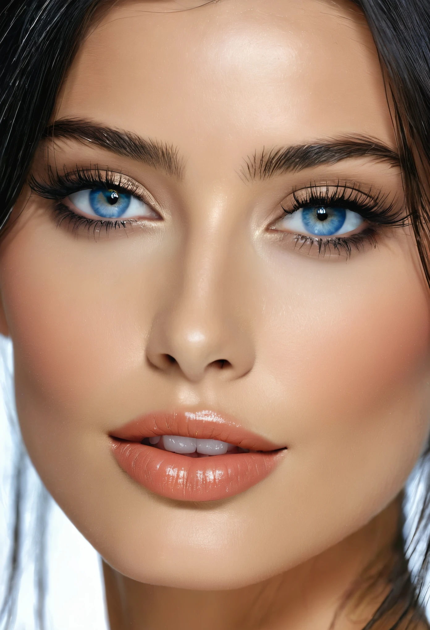 Carmen Kass is a supermodel from Estonia who was active in the 2000s. Her facial and physical characteristics are as follows:

Facial features:
1. Almond-shaped eyes: Carmen Kass has distinctive almond-shaped eyes, with vibrant blue irises that are striking.
2. High cheekbones: Her face features high cheekbones, and this beautiful bone structure accentuates her facial features.
3. Thin nasal bridge: Her nasal bridge is thin and well-defined, forming a part of her distinctive facial features.
4. Long black hair: Her hair is typically black, and it is as smooth and attractive as silk.

Physical features:
1. Height: Carmen Kass is tall, with a slender proportion that is characteristic. Her height is about 180cm (6 feet) or more.
2. Slender body shape: She has a slender body shape, which is perfect for her career as a stylish fashion model.
3. Long legs: Her legs are very long, contributing to her success in the modeling industry.
