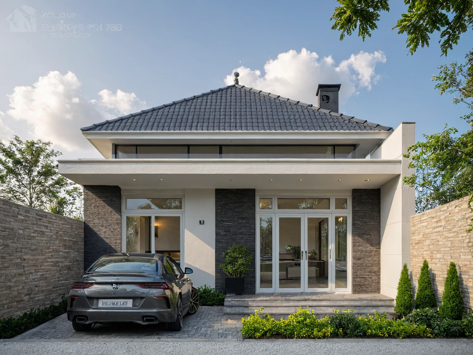 Masterpiece, high quality, best quality, authentic, super detail, outdoors, onestoreyvillaXL, aiaigroup, house style modern on the street ,stairs, white wall ,road,pavement, grass, trees, sky, cloud, (daylight:1.1)

