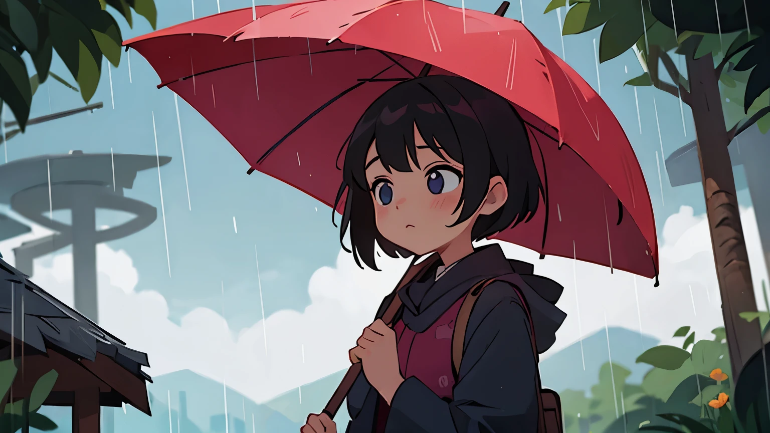 rain、umbrella、girl