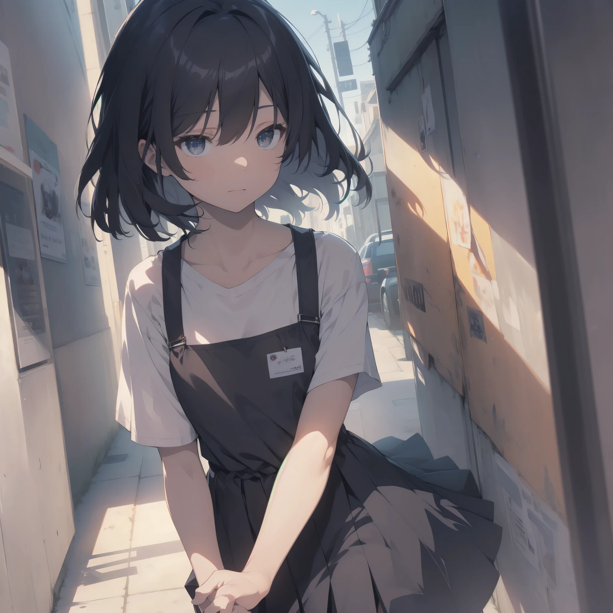 ultra-absurdres-Top quality by artist God, ultra-detailed, high resolution, anime moe artstyle, best anime 8k konachan wallpaper, pixiv contest winner, perfect ???????,break, 1girl, (Please draw a girl walking sleepily to school alone. )break,(Solo,little female, 13-year-old:1.3),Full limbs, complete fingers,a junior high school student, Attractiveness of immature bodies, (very short hair), short cut, flat chest, , small butt, small black eyes, beautiful detailed eyes, well-proportioned iris and pupils, expressive eyes, highres detailed hair, soft expression, school_uniform, official_alternate_costume, pleated skirt,(Detailed Lighting), (Detailed background), in the School commute route. break,super detailed skin, Best cinematic lighting powered by famous artist, 8k,beauty illustration,photoshop_(medium),very aesthetic,break,((artist:itomugi-kun )), artist:akinashi yuu ,artist:oyari ashito ,artist:kantoku ,