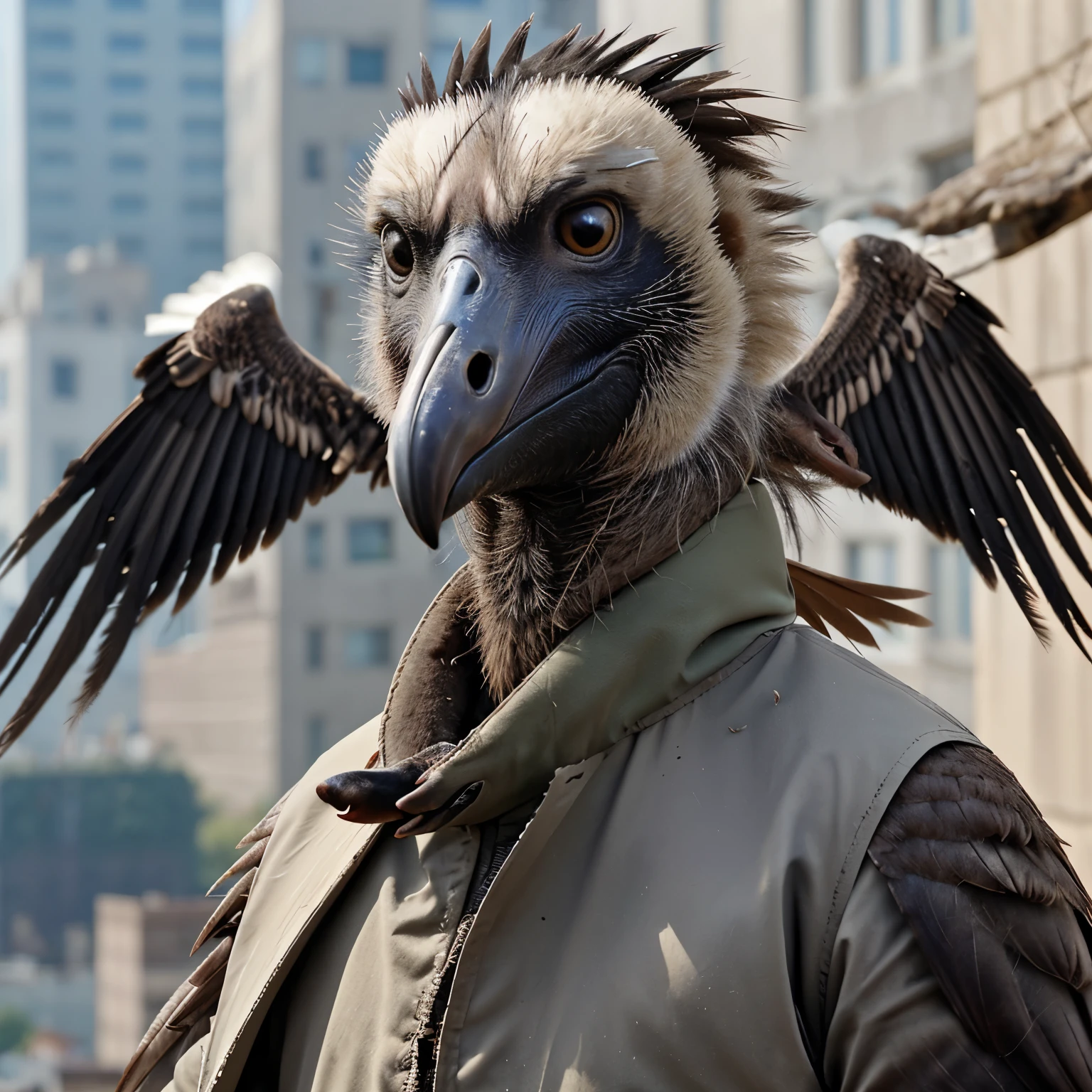 A seed fell from the beak of a vulture into a city