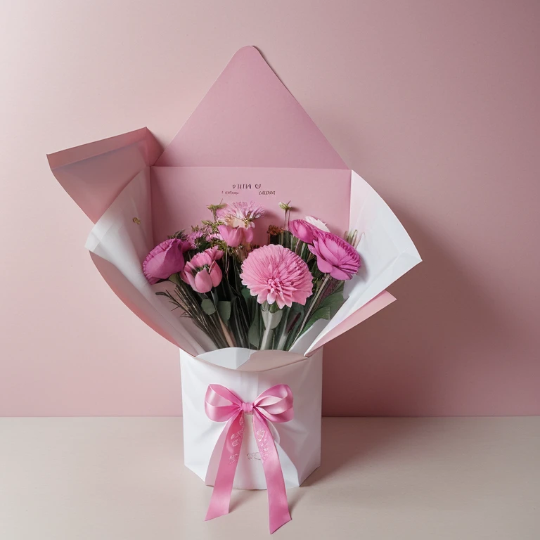packaging for flower bouquet pink