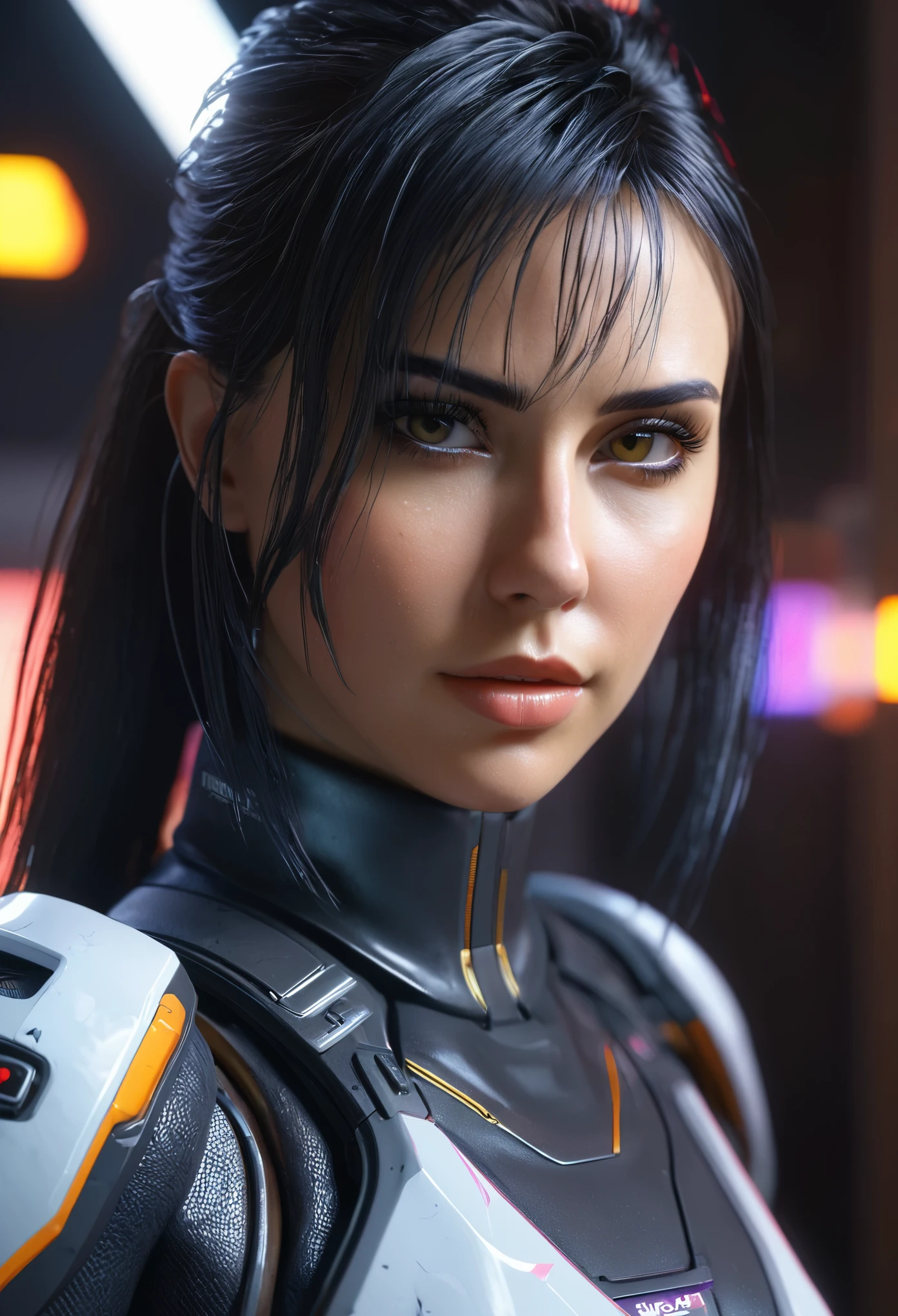 ((Best quality)), ((masterpiece)), (detailed:1.4), 3D, an image of a beautiful cyberpunk female,HDR (High Dynamic Range),Ray Tracing,NVIDIA RTX,Super-Resolution,Unreal 5,Subsurface scattering,PBR Texturing,Post-processing,Anisotropic Filtering,Depth-of-field,Maximum clarity and sharpness,Multi-layered textures,Albedo and Specular maps,Surface shading,Accurate simulation of light-material interaction,Perfect proportions,Octane Render,Two-tone lighting,Wide aperture,Low ISO,White balance,Rule of thirds,8K RAW,