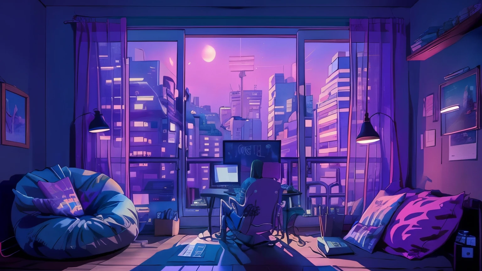 Girls are traders, pink theme, style anime, computer, living room, in the computer screen is chart stock night light , (very detailed:1.2), (warm light:1.2), masterpiece, surreal,32k, very detailedCG Unity 8K壁紙, highest quality  (masterpiece,highest quality:1.5)