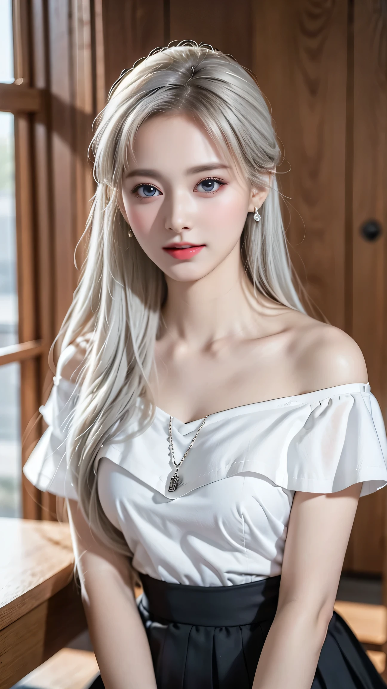 top quality work,Actual work,Ultra Premium Graphics,8K HD CG works,high quality graphics,High-definition CG works,10x pixels,super fine details:1.1,Advanced technical details:1.1Photo-realistic,Indoor Lighting Effects:1.5,Natural light:1.5. light effect(virtual light effect:1.8),超A high resolution,shiny red dress,長いsilver hair,silver hair,transparent hair,high detail hair(premium hair detail:1.1)clear eyes,beautiful double eyelids,sharp eye makeup, delicate eyelash makeup, thin eyebrows, highly detailed eyes,high nose, nice red lips, rose cheeks, A face with delicate makeup , cute face, perfectly proportioned face,(Advanced facial details:1.1),shiny,Summer Sexy Hip Wrap Fishtail Sleeveless Commuter Maxi ,stiletto heels,Beautiful long dress,wonderful dress,bright red series,(off shoulder pure white dress) Dress Collection,dress photo shoot,authentic dress work,At the banquet hall,woman'artwork of,full body figure,Dress goddess,realism,wonderful,My eyes are shining today