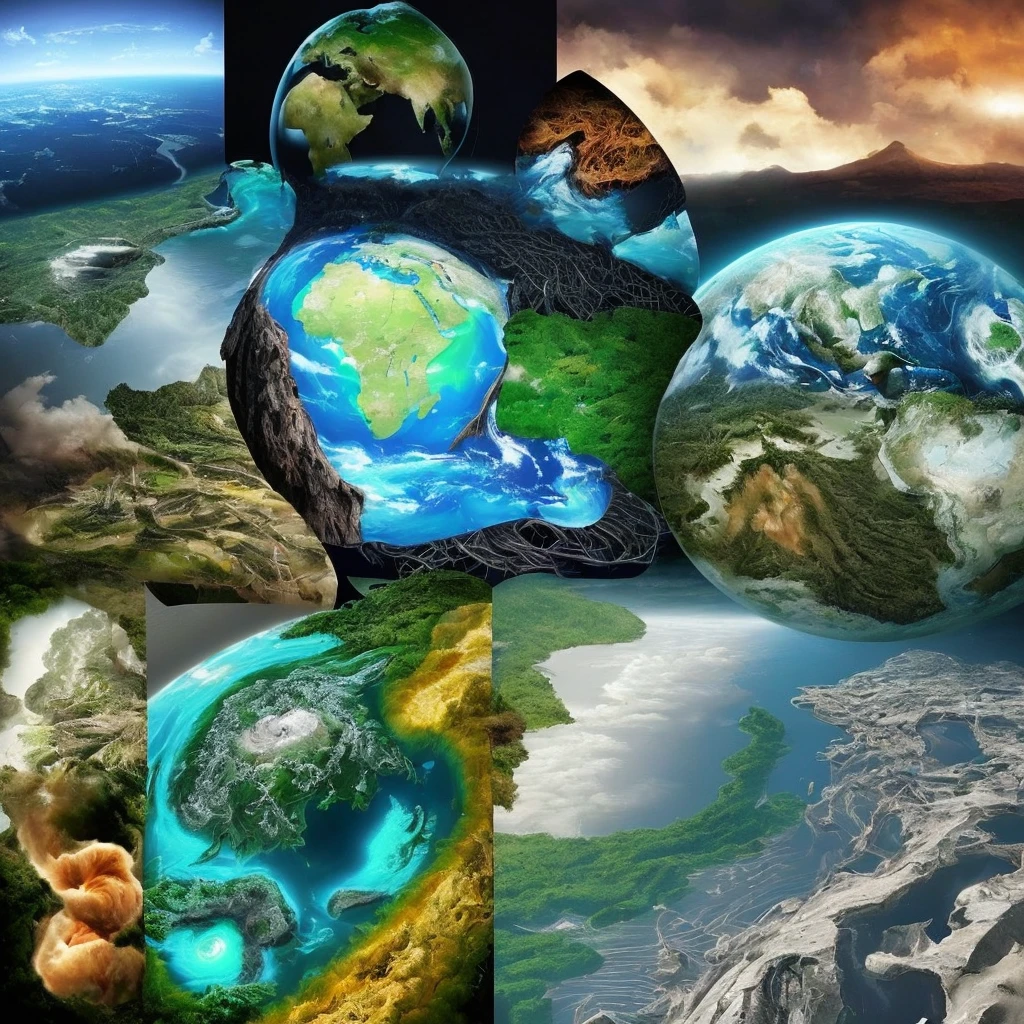 a professional and flawless collage about modern-day world problems such as climate change, air and noise pollution, deforestation, loss of biodiversity, etc.