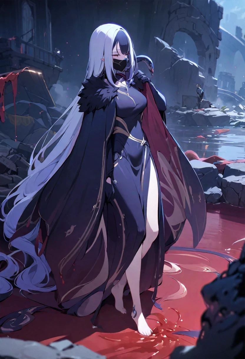 ((shylily)).a girl,alone,masterpiece,best quality,dark,cypress scraper,shadow thing,douchebag,sneering,overlooking,Black shadow,Black viscous liquid,gloomy,Black belly,steady,Barefoot Cthulhu,Face mask,black slime,Compound,Large mouth of blood,,cloak,tentacle,girl,snake,,masterpiece, best quality, best quality,Astonishing,fine details,depth of field,Extremely detailed CG unified 8k wallpaper, masterpiece,,leader,(shadowy mist),{flowing hair},{thick skull},(Ruins of beautiful details),{Character close-up},(((whole body))),(The skin is smooth and shiny),(Smooth face、Radiant hair),perfect details,Beautifully gorgeous necklace,