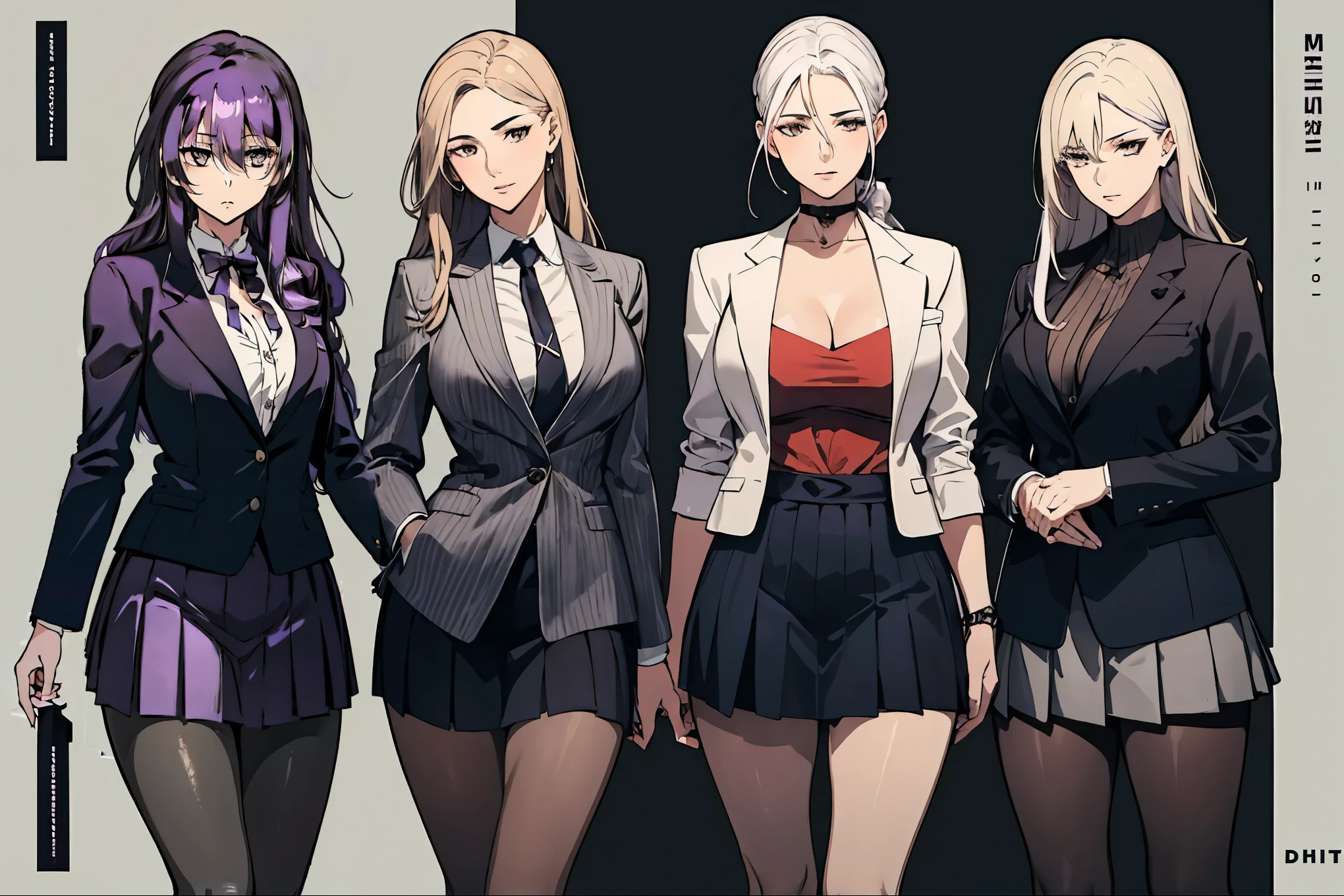 1girl, Himuro Ayame, ((purple hair:1.5))
BREAK (blazer, bow, jacket, pantyhose, pleated skirt, , shirt, skirt:1.2),
BREAK simple_black_background, black and white theme, Sense of coordination, sense of order, mathematics beauty, (((cover design))), (((((cover art))))),
BREAK best quality, masterpiece, highres, (perfect hands, perfect anatomy),(intricate details, masterpiece, 8k, UHD, highres),