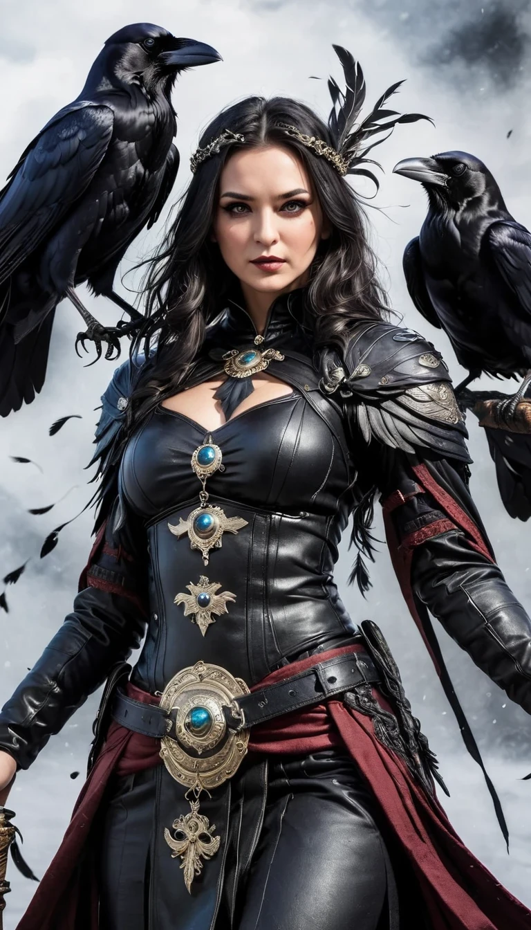 Angry magicians,Raven Magician,Crow feather clothing,Raven Staff,Magical crow magic,Powerful magical energy