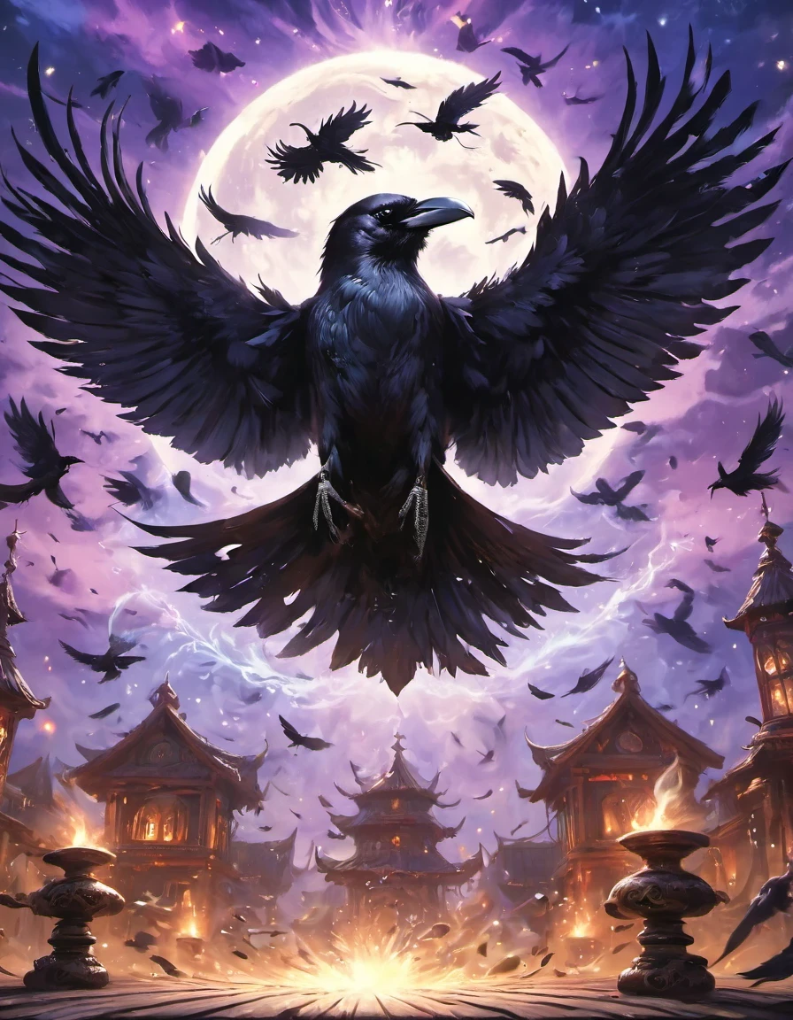 Angry magicians,Raven Magician,Crow feather clothing,Raven Staff,Magical crow magic,Powerful magical energy