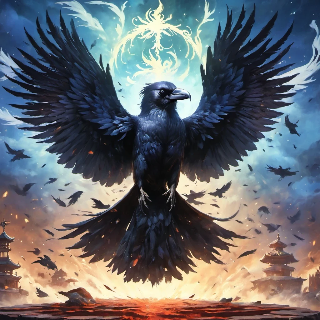 Angry magicians，Raven Magician，Crow feather clothing，Raven Staff，Magical crow magic，Powerful magical energy