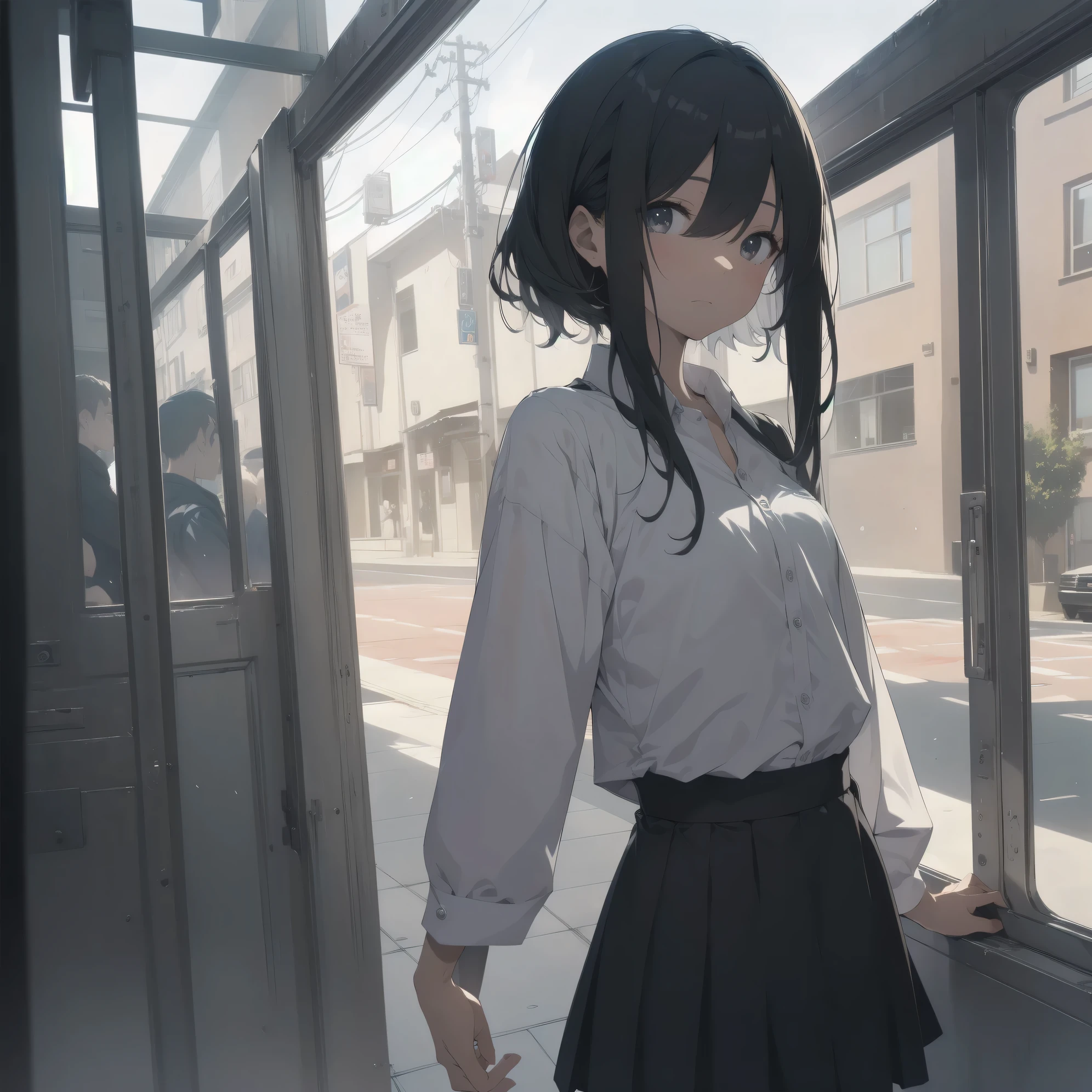 ultra-absurdres-Top quality by artist God, ultra-detailed, high resolution, anime moe artstyle, best anime 8k konachan wallpaper, pixiv contest winner, perfect anatomy,break, 1girl, (Please draw a girl walking sleepily to school alone. )break,(Solo,little female, 13-year-old:1.3),Full limbs, complete fingers,a junior high school student, Attractiveness of immature bodies, (very short hair), short cut, flat chest, , small butt, small black eyes, beautiful detailed eyes, well-proportioned iris and pupils, expressive eyes, highres detailed hair, soft expression, school_uniform, official_alternate_costume, pleated skirt,(Detailed Lighting), (Detailed background), in the School commute route. break,super detailed skin, Best cinematic lighting powered by famous artist, 8k,beauty illustration,photoshop_(medium),very aesthetic,break,((artist:itomugi-kun )), artist:akinashi yuu ,artist:oyari ashito ,artist:kantoku ,