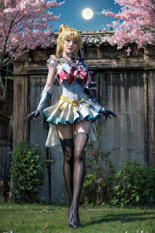 masterpiece, best quality, (1girl), supersailormoon, detailed face, smile, nigh sky, moonlight, moon, sakura trees, white gloves, detailed eyes, detailed face, fullbody, galazy background, gigantic breasts, giga_busty