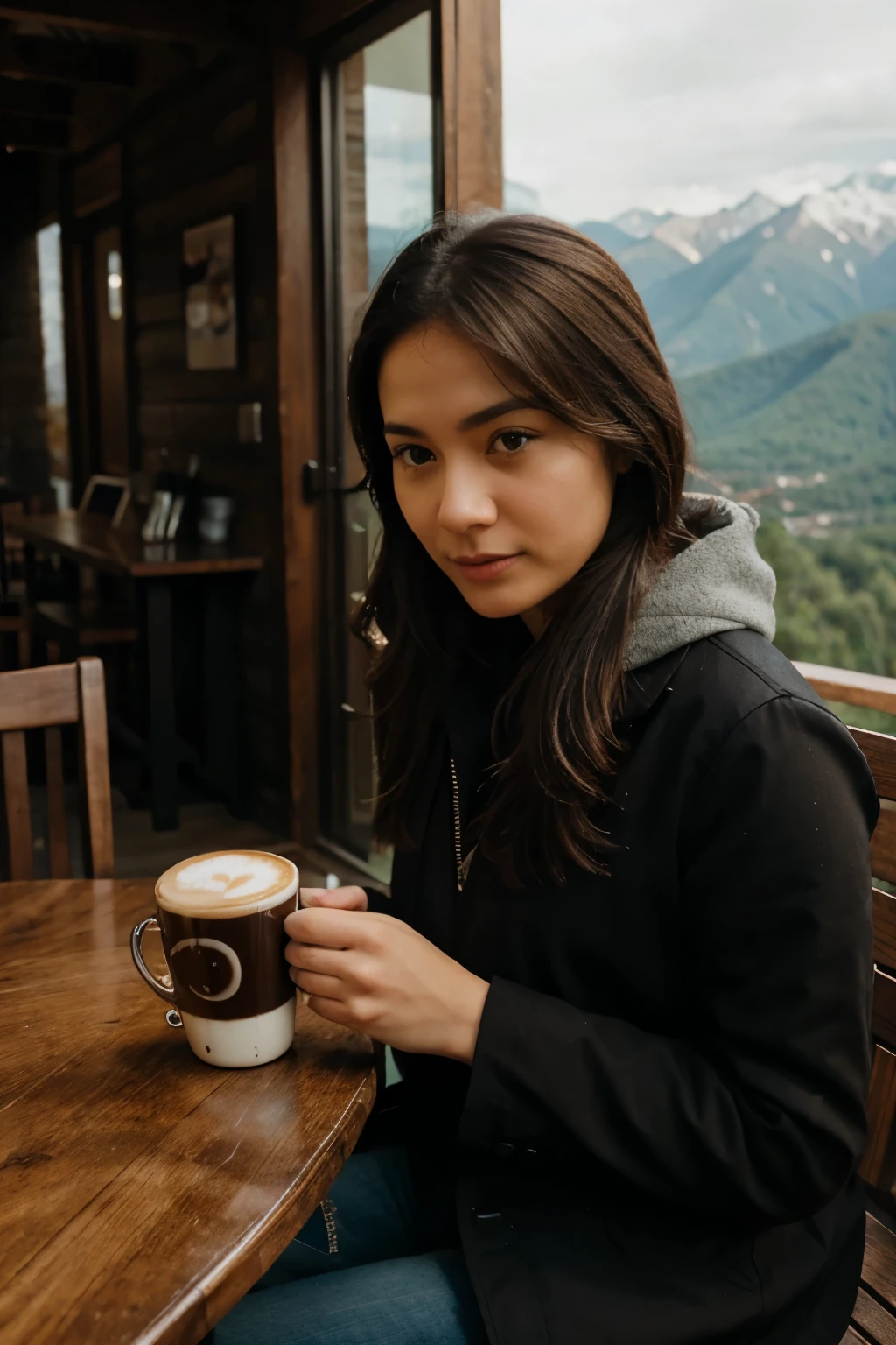 drink coffee at mountain