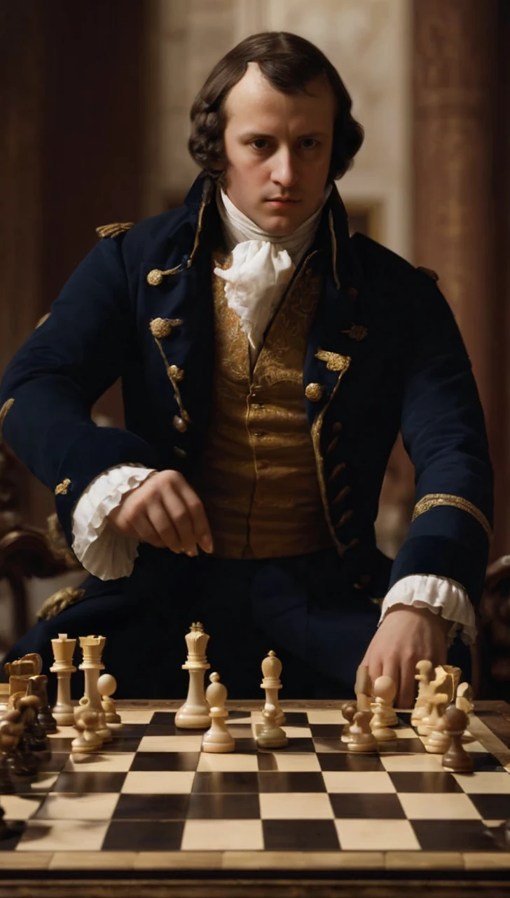 Napoleon playing chess in the Palace of Versailles 