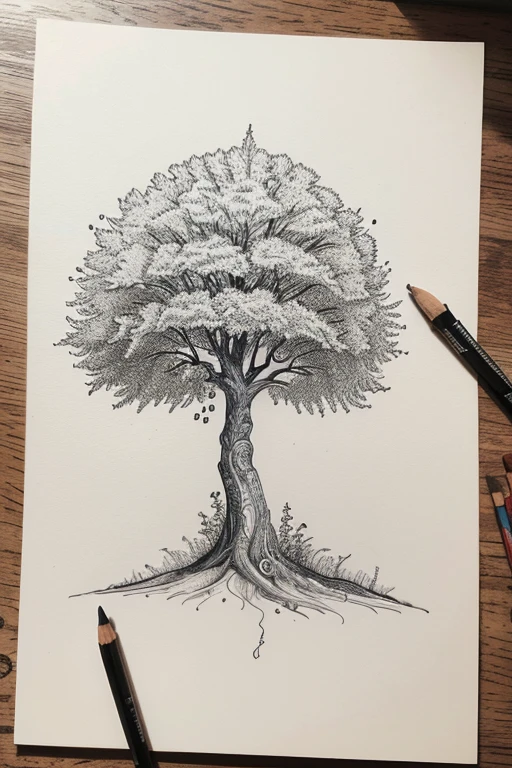 a drawing of a tree, highly Desenho detalhado, detailed intricate sketch, highly detailed outline, high Desenho detalhado, Desenho detalhado, highly detailed ink illustration, arte extremamente detalhada, detailed outline drawing, arte incrivelmente detalhada, impressionante trabalho de linha, desenho a tinta intrincado, intrinsecamente hiperdetalhado, highly detailed illustration, arte em tinta, detailed outline