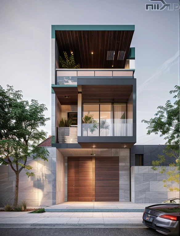 villa modern,night, Realistic, exterior, sunlight, house, RAW photo, 8k uhd, dslr, (high detailed skin:1.3), soft lighting, ultra quality, film grain, Fujifilm XT3, sharp image, best quality, authentic, hight quality,