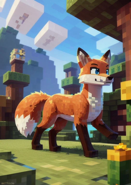 (by Greasymojo, by Retros, by Nicholas Roerich, by Sachin Teng, by Syd Mead)::0.85], (Minecraft), (feral, toony:1.3), (((Minecraft fox)), red body,blue eyes, ), (walking, three-quarter portrait, three-quarter view:1.3), (grassland, final fantasy x, village:1.25), (snow mountain, plant, yellow flower, water), BREAK, (detailed background, depth of field, half a pixelated body shadow, sunlight, ambient light on the a pixelated body), masterpiece, best quality, 4k, 2k, (intricate:0.9), (high detail, shaded, 3d:1.25), absurd res
