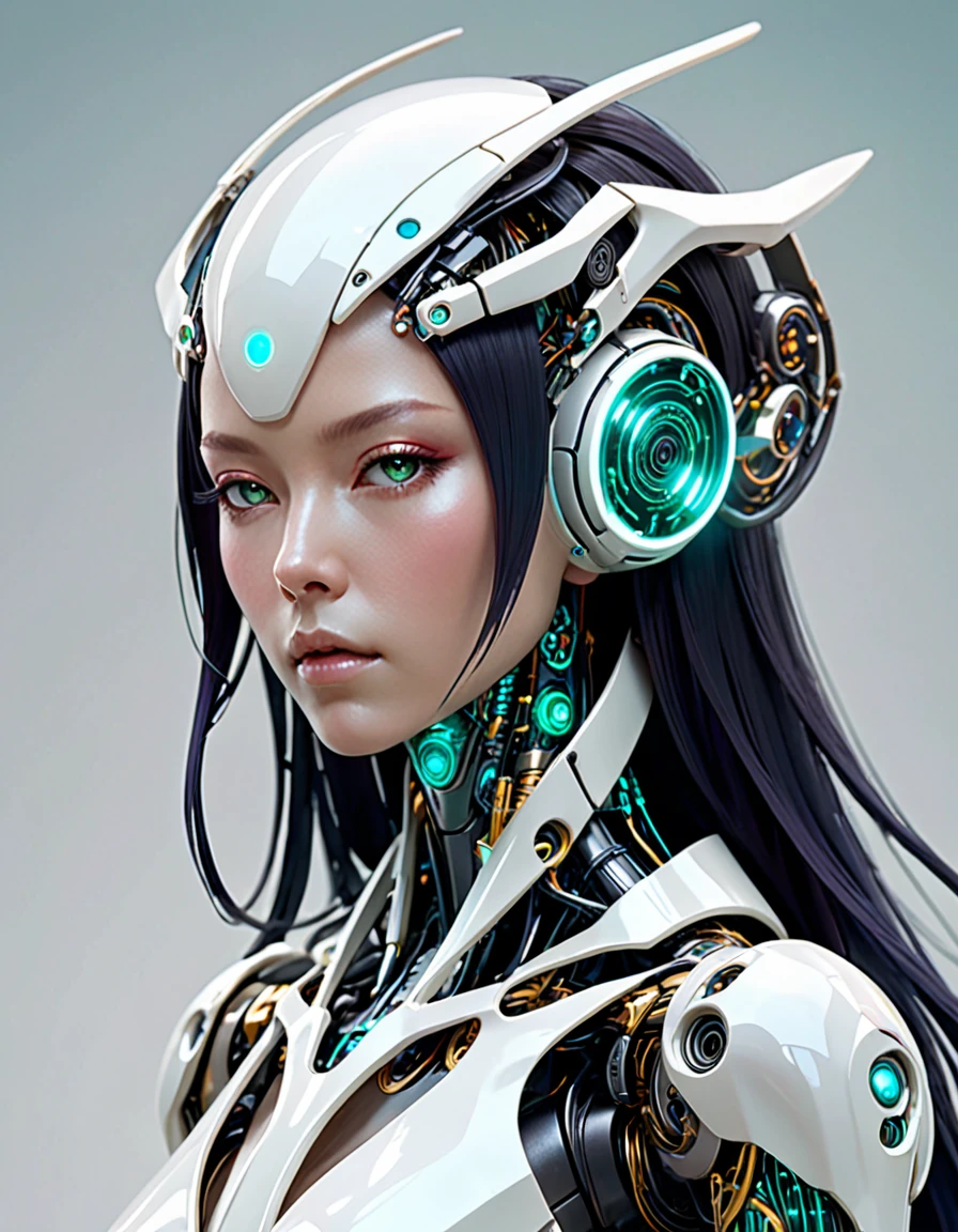 a picture of a person with a weird hybrid robotic 🦾 alien 👽 female 👧 head piece, hiroyuki takahashi color scheme, cgsociety - w 1 0 2 4 - n 8 - i, hiroyuki-mitsume takahashi, weta studio and james jean, by Android Jones, moebius + loish + wlop, beautiful robot character design, fractalpunk, psychedelic organic cyborg, designed digital art, trending digital fantasy art,stephen lau and artgerm, as seen on artgerm, artgerm julie bell beeple, stanley artgerm lau, artgerm and ben lo, portrait of , artgerm on artstation pixiv