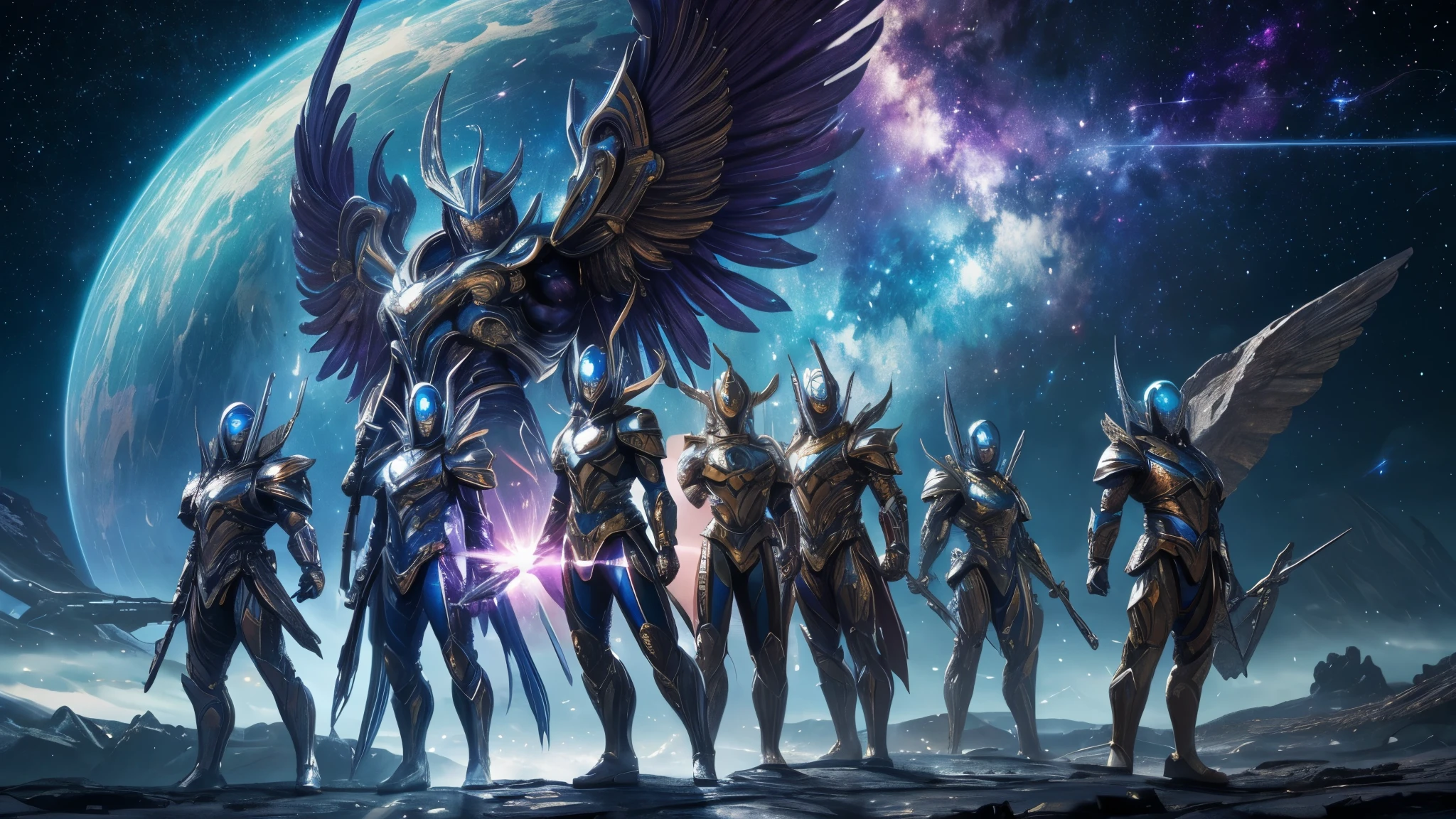 (best quality,4k,8k,highres,masterpiece:1.2),ultra-detailed,(realistic,photorealistic,photo-realistic:1.37),fantasy race,planet mercury,armor,detailed characters,distinctive features,otherworldly landscape,futuristic elements,shiny metal armor,elaborate helmets,fantastical weapons,glimmering shields,breathtaking scenery,mysterious atmosphere,distant horizon,ethereal lighting,vibrant colors,celestial beings,dynamic poses,epic battle scene,otherworldly creatures,unearthly beings,magical energy,spellbinding aura,cosmic powers,mythical creatures,powerful guardians,sculpted muscles,fierce expressions,alien technology,advanced weaponry,interstellar travel,astral realm,ancient civilization,timeless beauty,mythological lore,grandiose temples,celestial bodies,starlit sky,intergalactic warriors,majestic structures,extraterrestrial artifacts