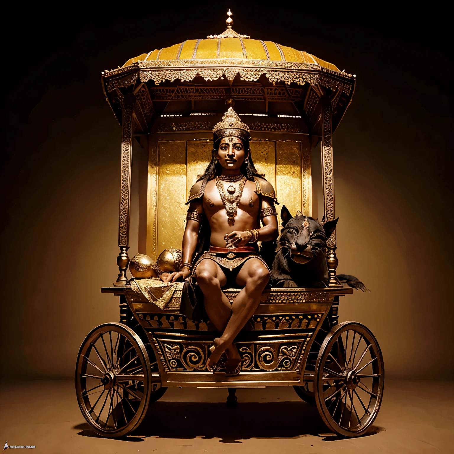 Shree Krishna on the chariot of Arjuna in Mahabharata