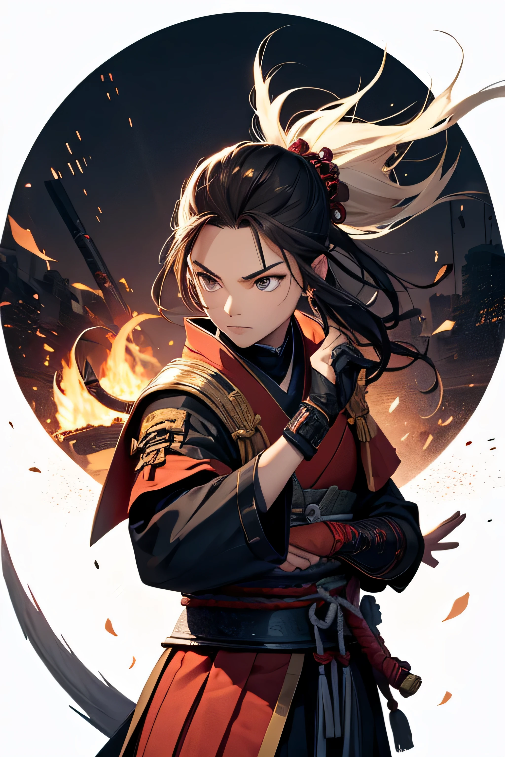 A samurai action pose
