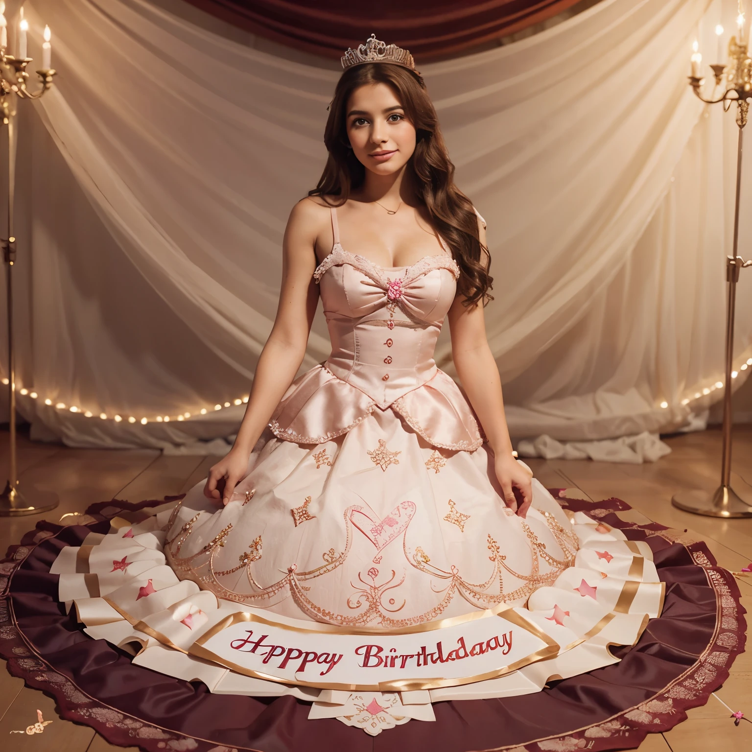 Create an image of a birthday invitation with all the Disney princesses written Princess Isabella turns 6