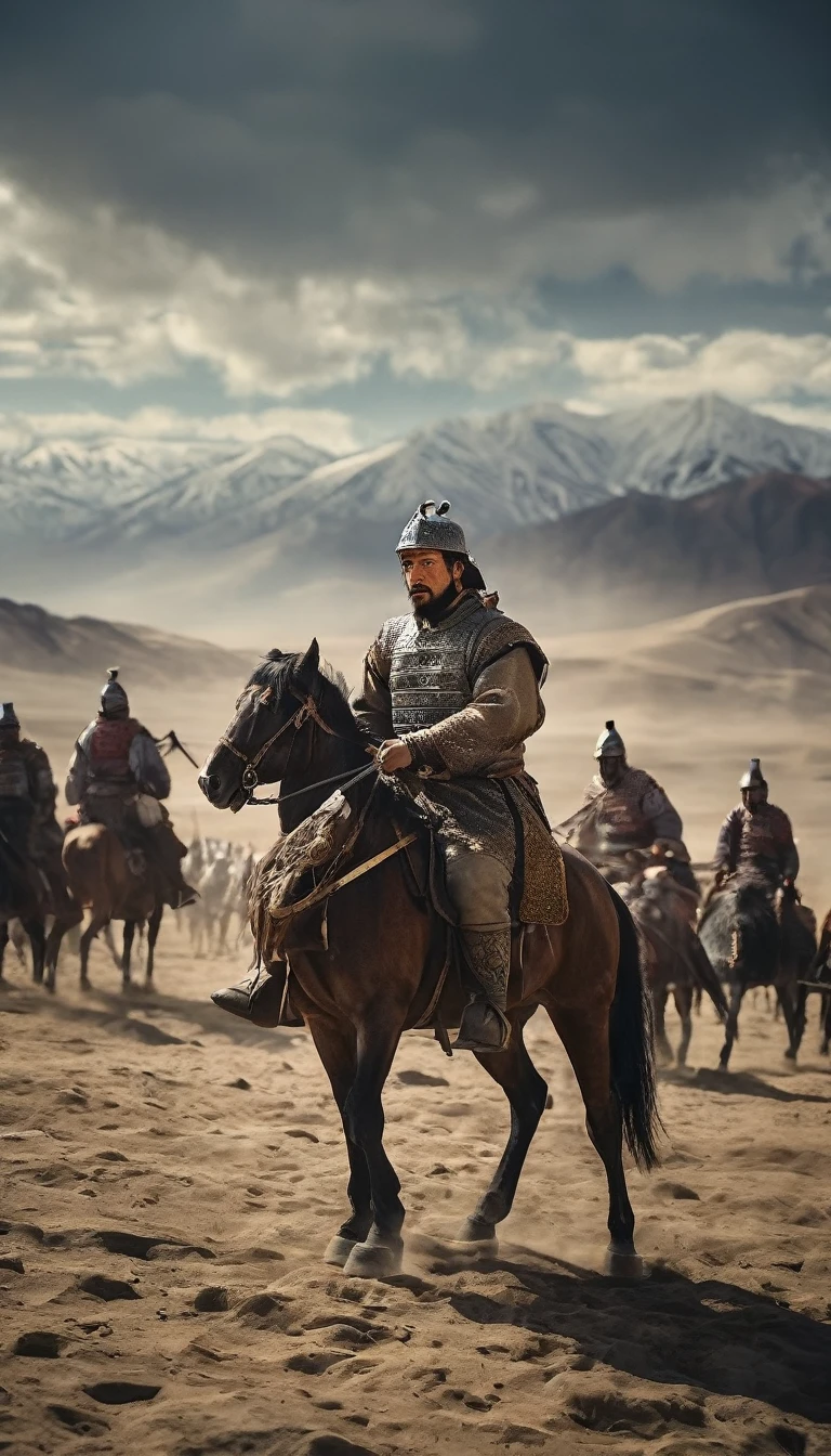 Aerial shots of the Mamluk cavalry surrounding and overwhelming the disorganized Mongol forces, background dark, hyper realistic, ultra detailed hyper realistic, photorealistic, Studio Lighting, reflections, dynamic pose, Cinematic, Color Grading, Photography, Shot on 50mm lens, Ultra-Wide Angle, Depth of Field, hyper-detailed, beautifully color, 8k