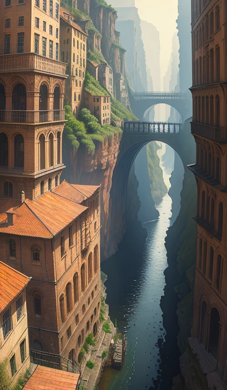 ((masterpiece)),((highest quality)),((high detail)),((realistic,))
Cities in the industrial era, deep canyon in the middle, architecture street, bazaar, bridge, Wet day, steampunk, European architecture