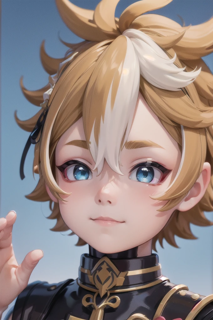 1 boy,more details in eyes,cute,looking at viewer, adorabel boy,cute face,details sky,handsome,young,juvenile,((masterpiece:1.4,best quality)),multiple details,colorful hair,eyeshadow, blonde hair, blue eyes, nsfw,  