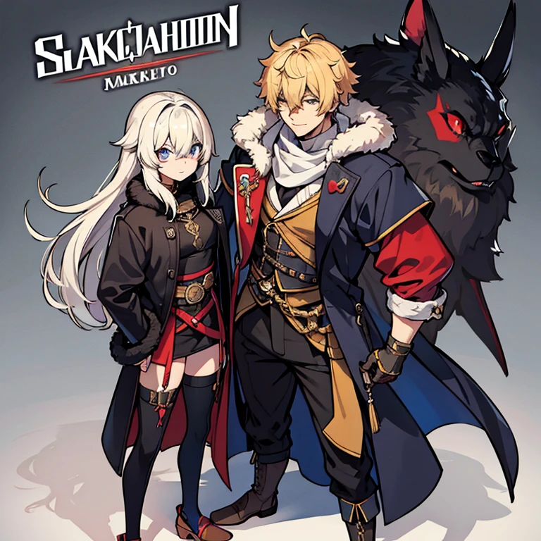 Concept ART , Human Male old ager , hair over eyes , Pants  ,genshin impact , big hair, Full body,wearing  Blacksmith Clothes  ,wearing fur Coat ,wearing Gloves , Bandage 